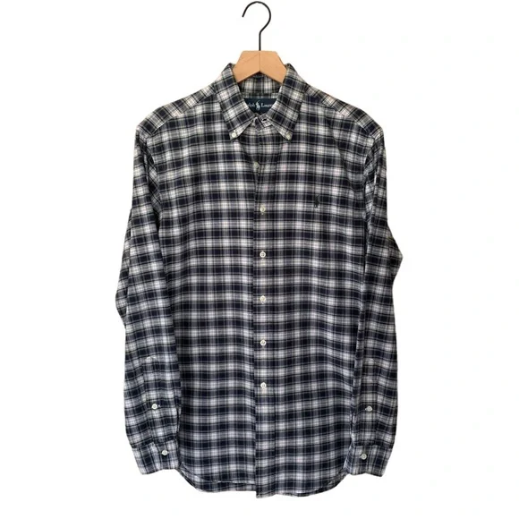 Ralph Lauren Navy Plaid Classic Fit Oxford Shirt - Picture 2 of 8